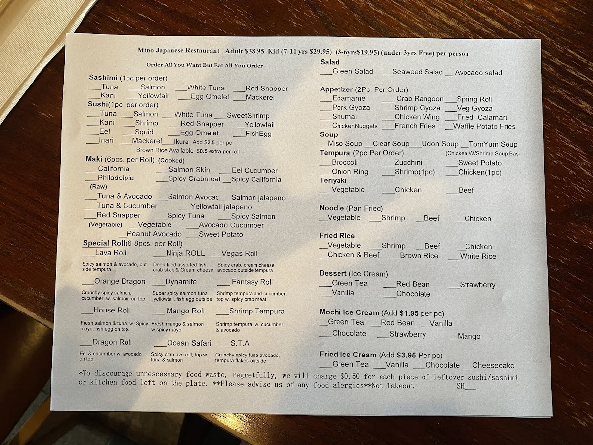Menu Mino Japanese Restaurant & Sushi Bar-7